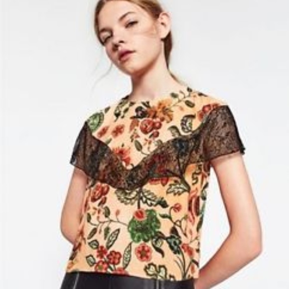 black lace frill top